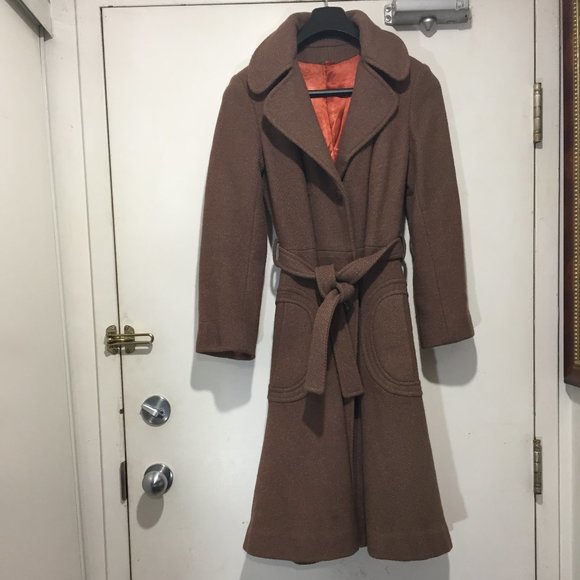 VINTAGE MALANSON LONG WOOL BELTED COATS SIZE M - Picture 4 of 9